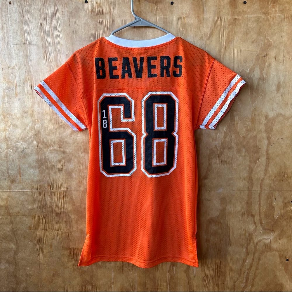 PINK Victoria's Secret Orange Mesh V-Neck Jersey with Black Logo - Picture 2 of 7